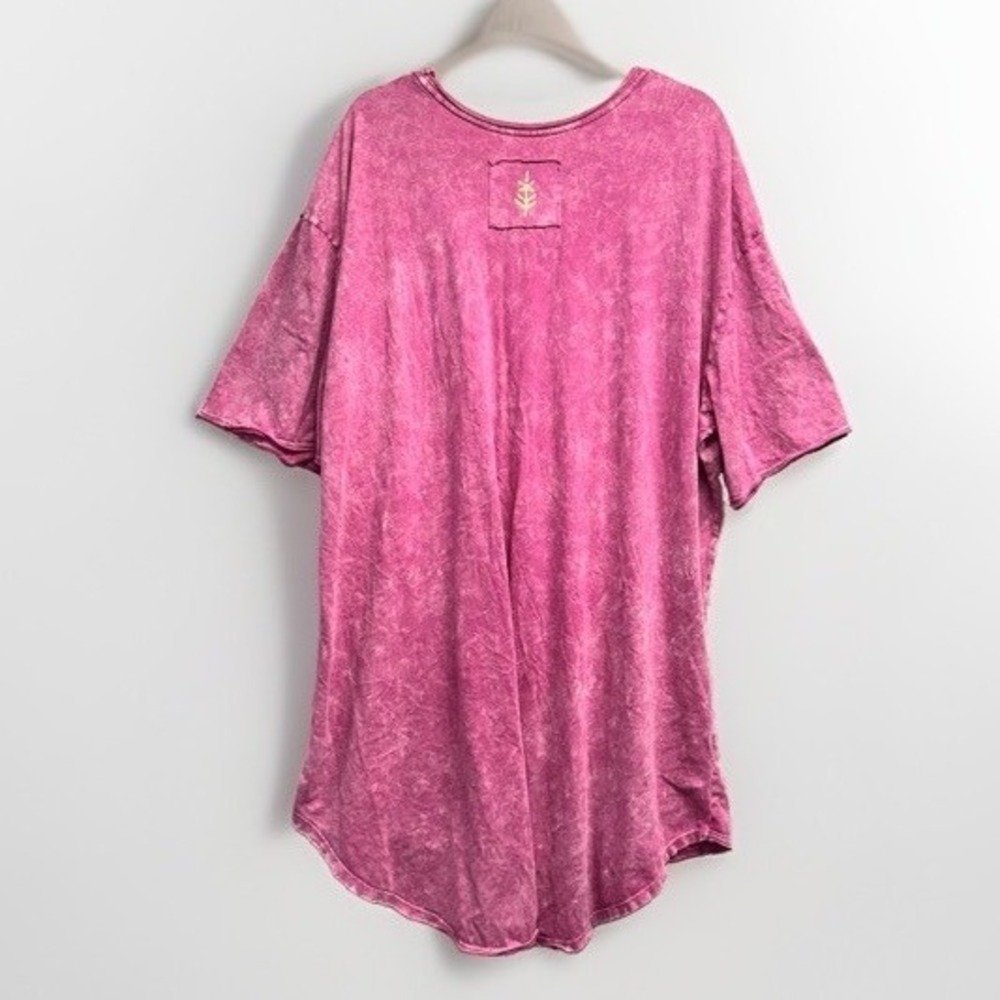 Kantha Bae Open Hands Dream Tee Shirt Dress One Size Loose Fit Tunic Pink Hippie - Picture 3 of 9